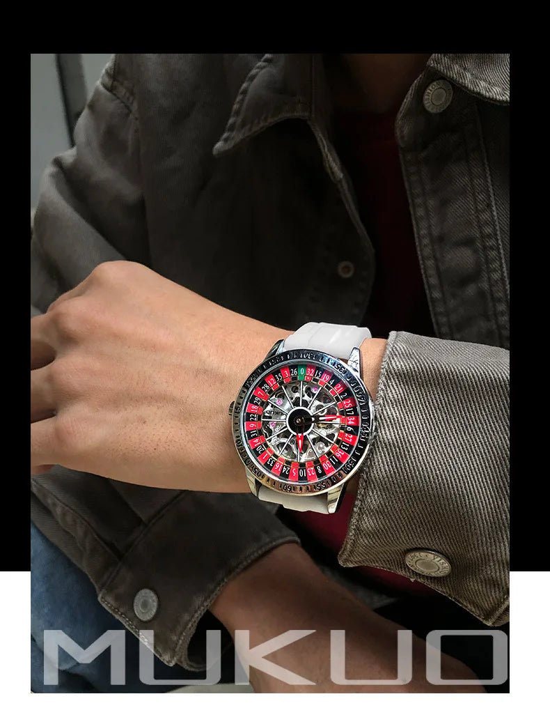 Men Mechanical Watch Automatic Luxury Gambling Rotating Plate Dial Wristwatch Man Casual Waterproof Luminous Clock Reloj Hombre