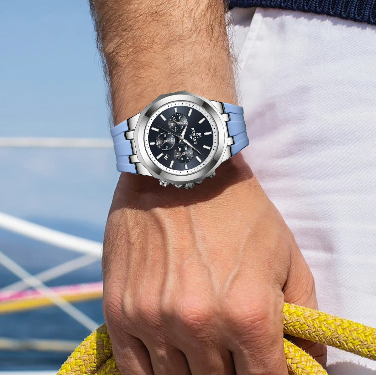 REWARD Mens Watches Top Luxury Brand Waterproof Sport Wrist Watch Chronograph Quartz Military Genuine Relogio Masculino