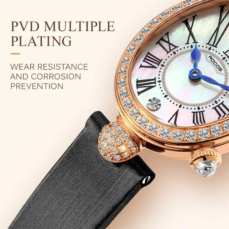 ROCOS Luxury Brand Woman Watch High Quality Fashion Oval Ladies Fashion Quartz watches Leather Waterproof  Watch for Women R0233