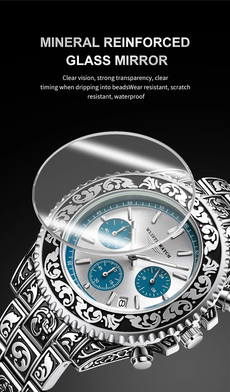 Retro Luxury Watches for Man Automatic Watch Sculpture Wrist Watch Waterproof Stainless Steel Watch Men's Clock Vintage reloj