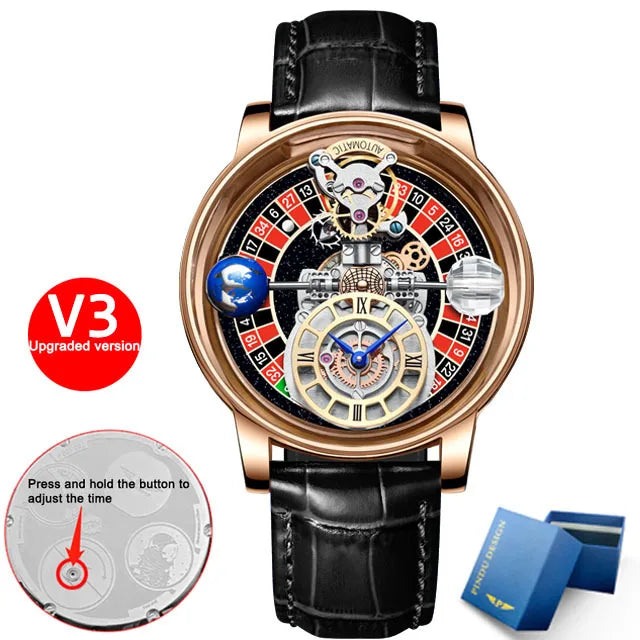 Las Vegas Roulette PINDU DESIGN Mens Watches Top Brand Luxury Astronomia Quartz Watch Montre Homme
