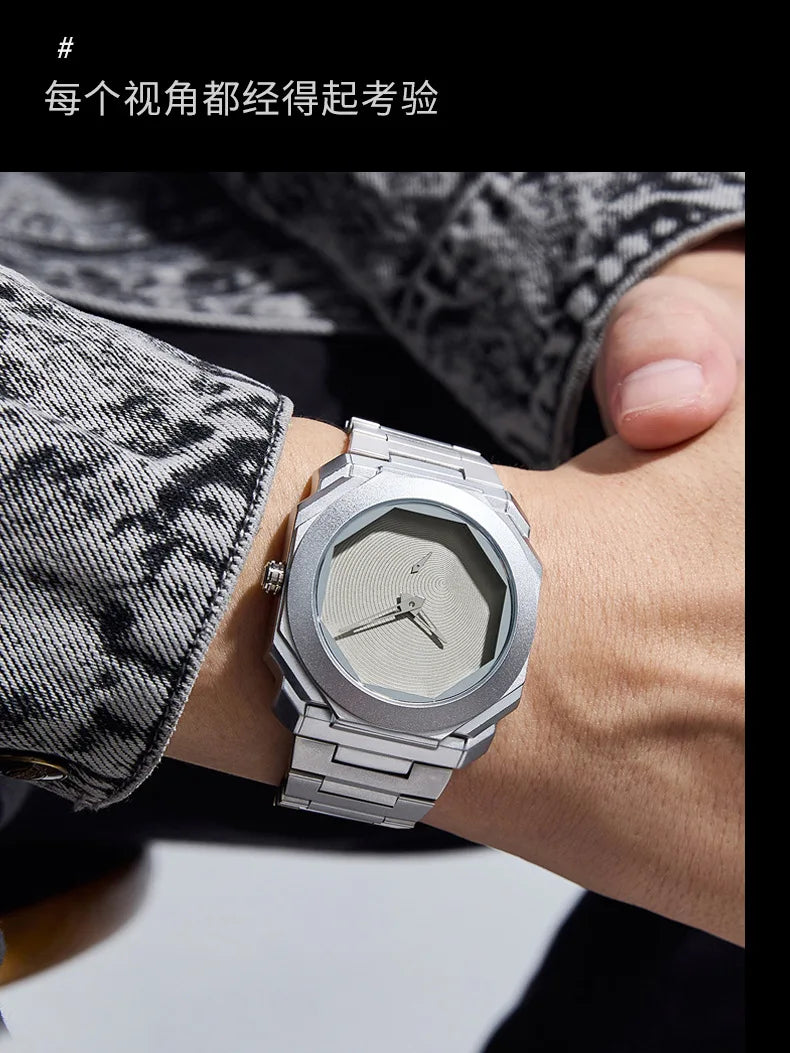 New Watches for Men Luxury Stainless Steel Unique Octagonal Dial Waterproof Quartz Wristwatches Relogio Masculino Drop Shipping
