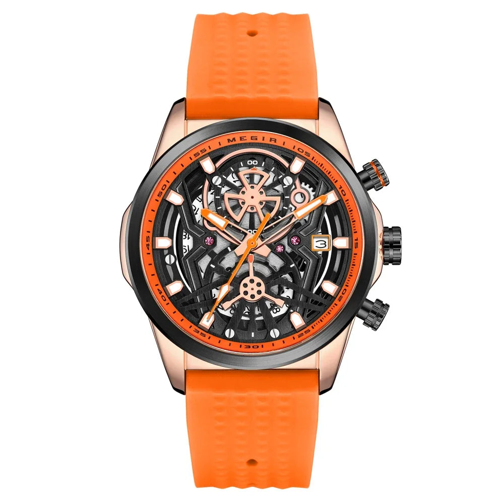 Sport Chronograph Watches for Men Top Luxury Brand MEGIR Quartz Waterproof Fashion Man WristWatch with Auto Date Luminous Hands