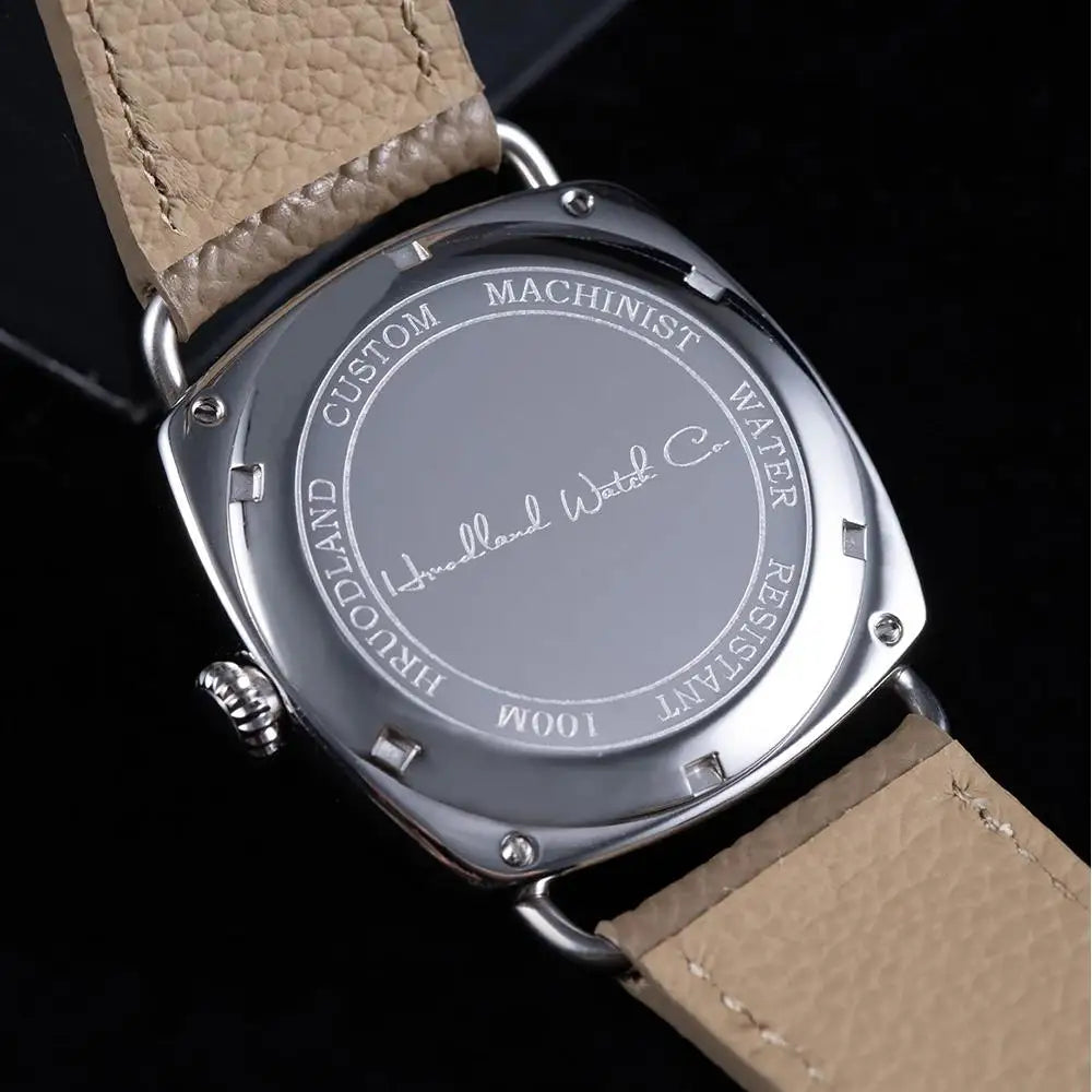 Hruodland 2024 New Retro Men's Automatic Mechanical Watches F028 Stainless steel brown leather Waterproof 10Bar reloj hombre