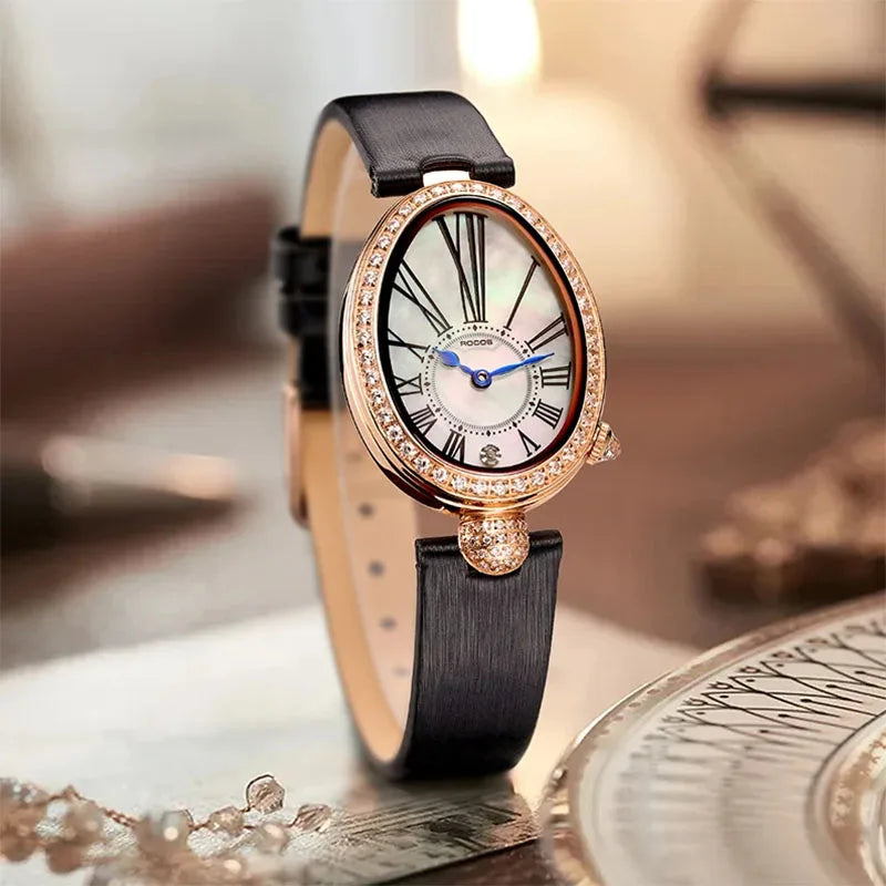 ROCOS Luxury Brand Woman Watch High Quality Fashion Oval Ladies Fashion Quartz watches Leather Waterproof  Watch for Women R0233