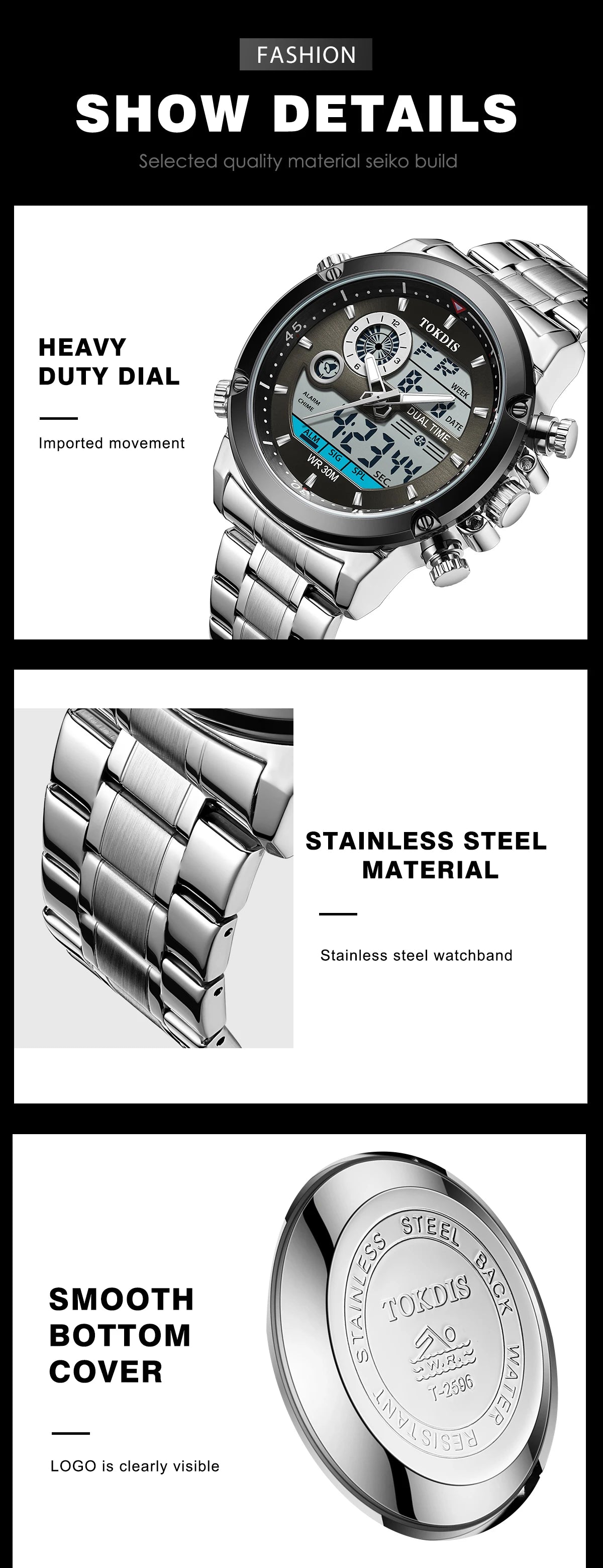 Relogio Masculino Fashion Business Watches For Men Waterproof Luxury Mens Dual Display Quartz Wristwatch Analog Sports Watch Man