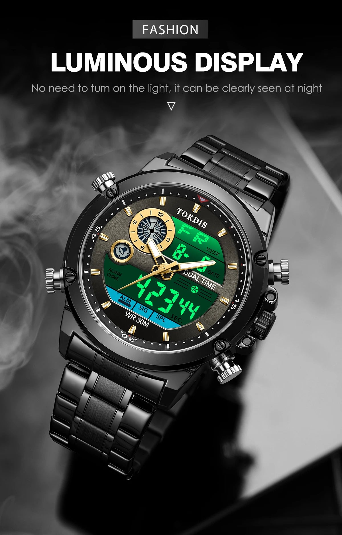 Relogio Masculino Fashion Business Watches For Men Waterproof Luxury Mens Dual Display Quartz Wristwatch Analog Sports Watch Man