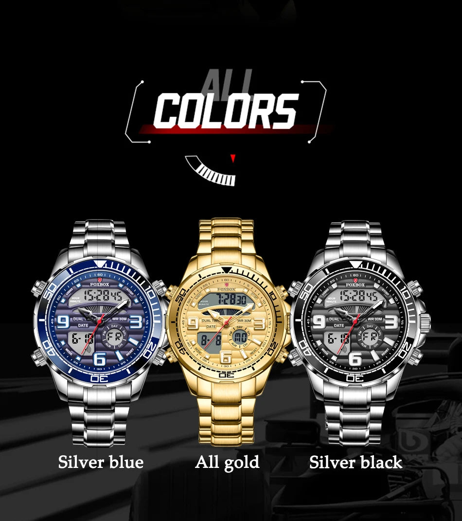 2024 Top Brand Luxury Digital Mens Watches Top Luxury Sport Quartz Wristwatch For Men All Steel Military Waterproof Clock+Box