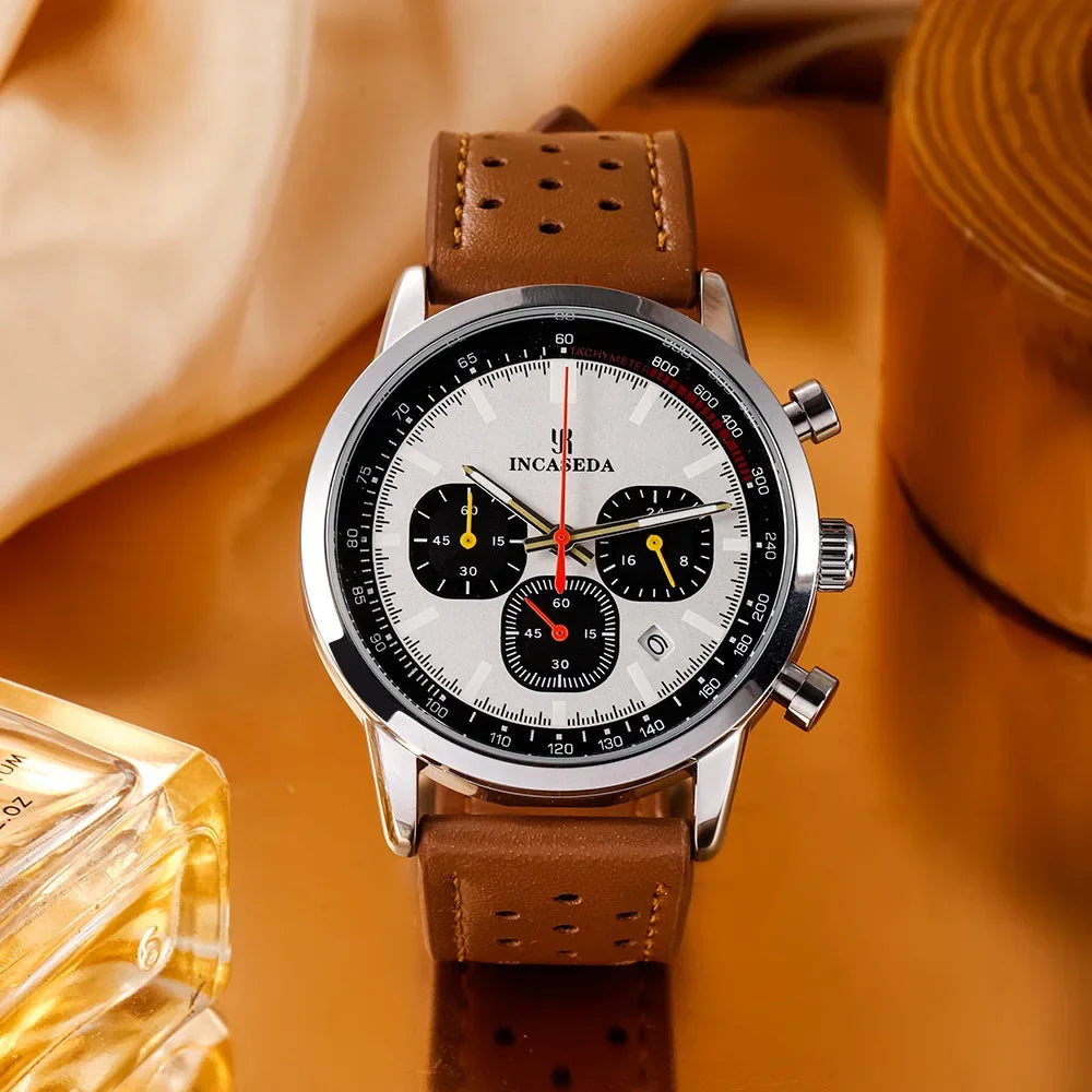 Hot Sale Couple Watch Luminous Chronograph Quartz Leather Multifunctional Sports with Qualification