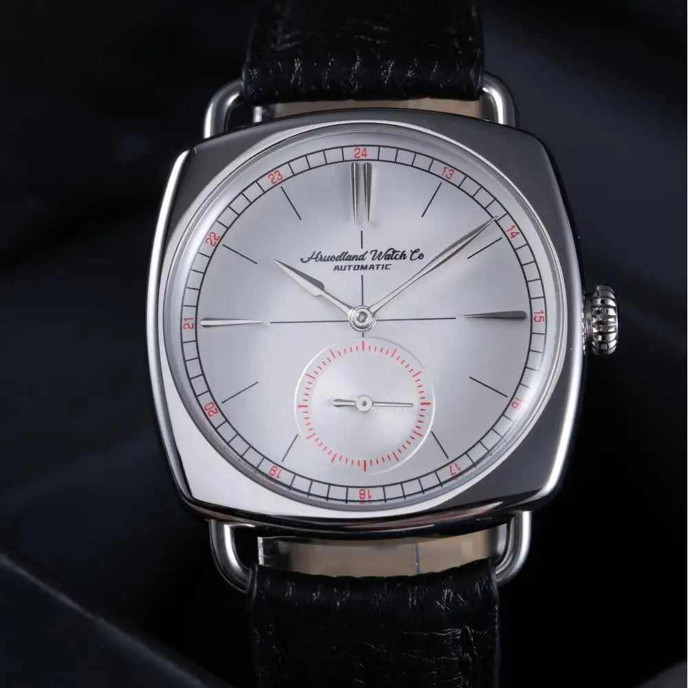 Hruodland 2024 New Retro Men's Automatic Mechanical Watches F028 Stainless steel brown leather Waterproof 10Bar reloj hombre