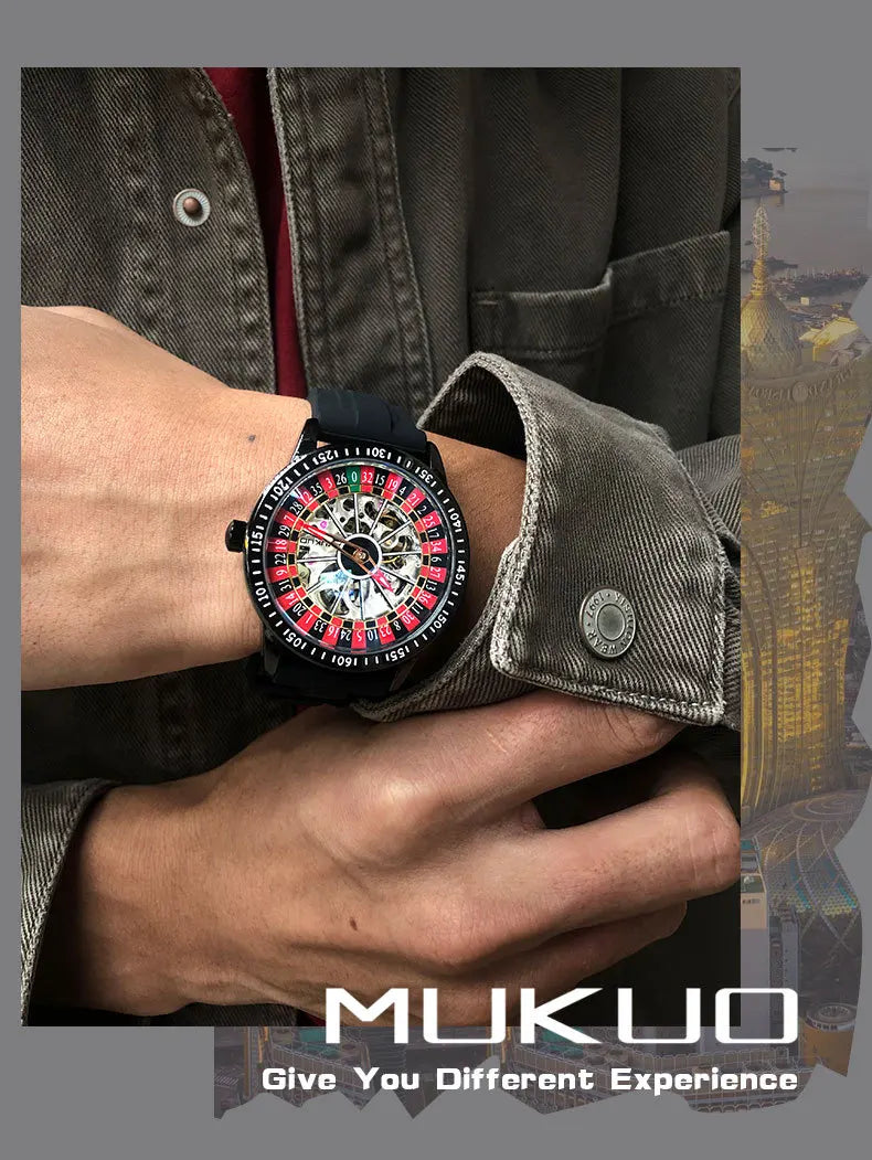 Men Mechanical Watch Automatic Luxury Gambling Rotating Plate Dial Wristwatch Man Casual Waterproof Luminous Clock Reloj Hombre