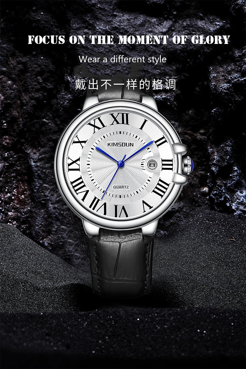 2025 Brand Men Watch Business High-end Transparent Waterproof Leather Strap Rome Battery Male Fashion Quartz Clock Watches gift