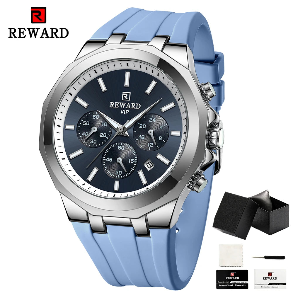 REWARD Mens Watches Top Luxury Brand Waterproof Sport Wrist Watch Chronograph Quartz Military Genuine Relogio Masculino