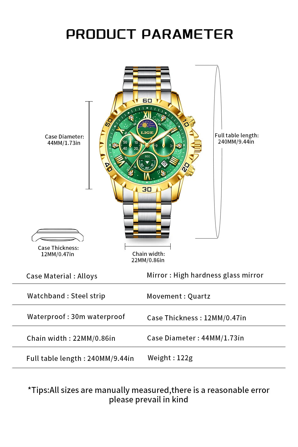 LIGE Woman Watches Rose Gold Top Brand Luxury Green Watch Women Quartz Waterproof Women's Wristwatch Ladies Girls Watches Clock