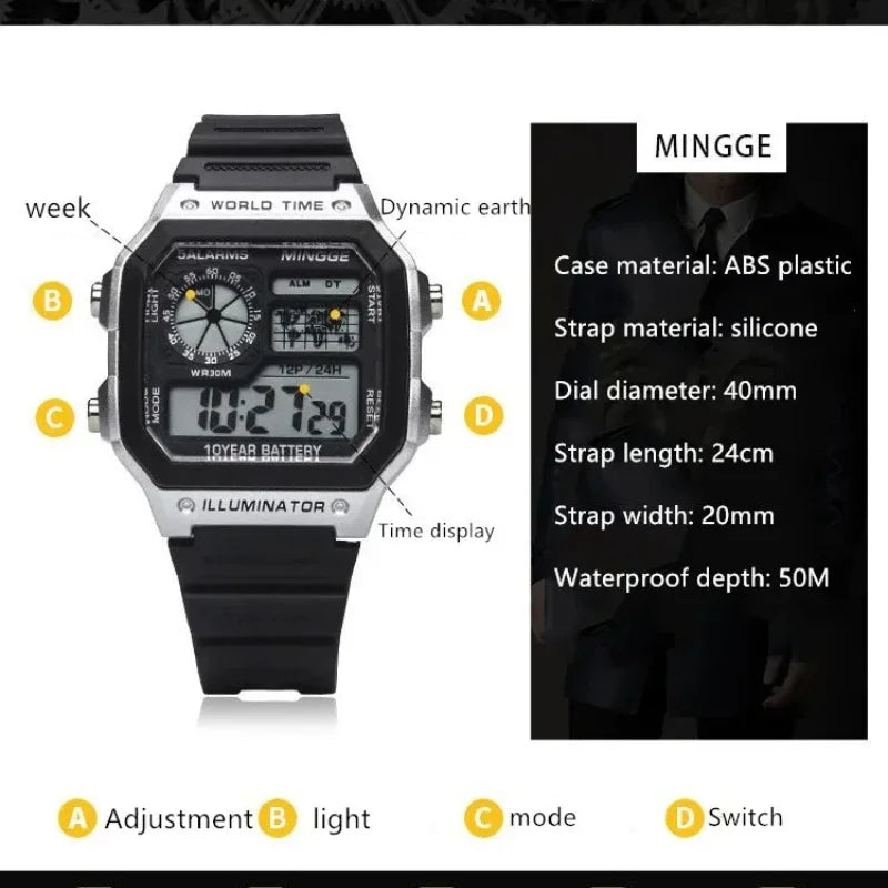 Digital Watches Men Sports Luminous Chronograph Waterproof Ultra-thin Electronic Wrist Watches Relogio Masculino Reloj Hombre