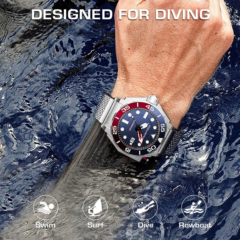 LIGE Top brand luxury watches mens automatic mechanical watch luminous large dial 1000M Gift waterproof relogios masculino+BOX