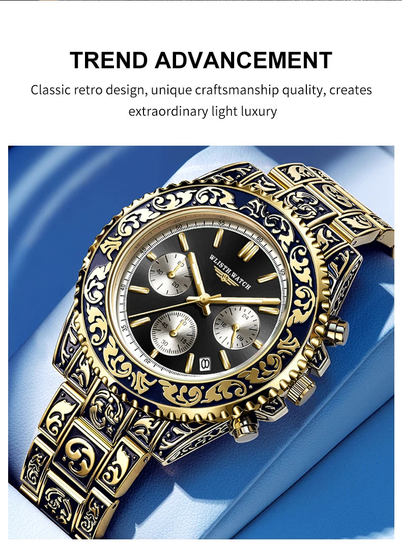 Retro Luxury Watches for Man Automatic Watch Sculpture Wrist Watch Waterproof Stainless Steel Watch Men's Clock Vintage reloj