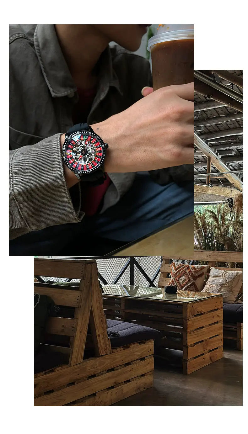 Men Mechanical Watch Automatic Luxury Gambling Rotating Plate Dial Wristwatch Man Casual Waterproof Luminous Clock Reloj Hombre
