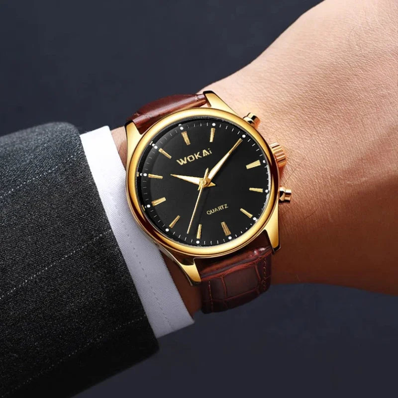 Mens Watches Top Brand Luxury Quartz Watch for Men Fashion Leather Men Wristwatches Clock Sports Chronograph Montre Homme