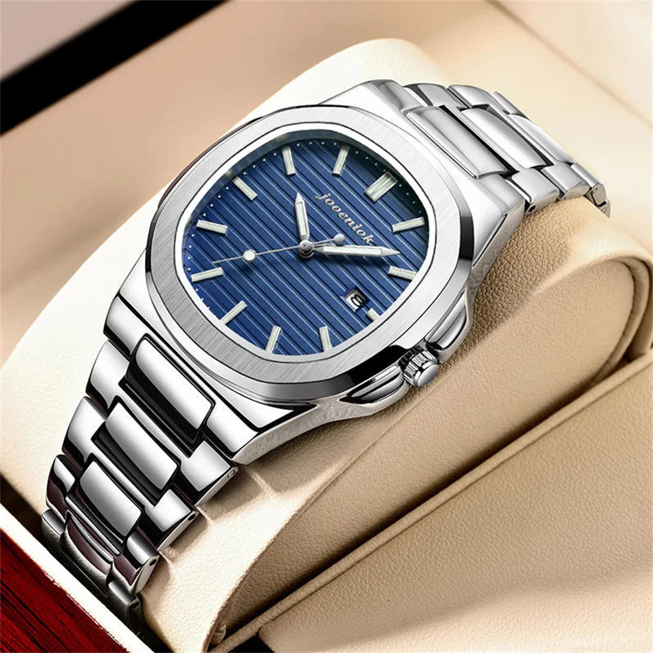 2025 Top Brand Luxury Men Wristwatch Business Waterproof Luminous Alloy Polygonal Case Fashion Quartz Watch Male with Calendar