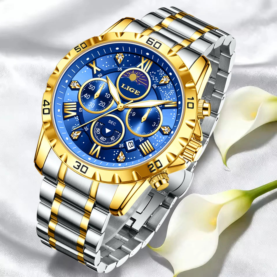 LIGE Woman Watches Rose Gold Top Brand Luxury Green Watch Women Quartz Waterproof Women's Wristwatch Ladies Girls Watches Clock