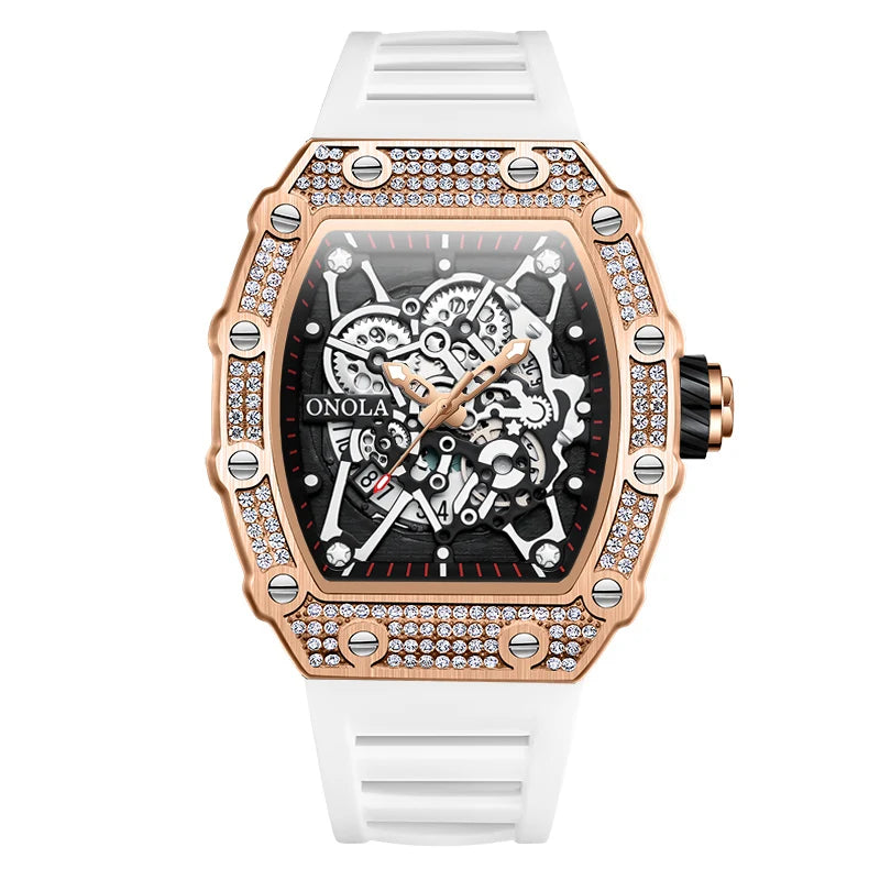 2022 New Men's Watch ONOLA Fashion Luxury Diamond Inlaid Design Quartz Waterproof Tape Watches Men Relogio Masculino Clock