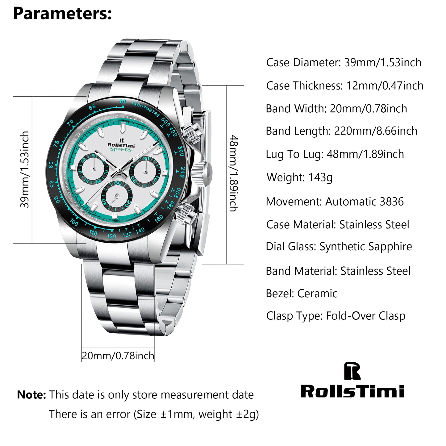 Rollstimi 2025New Men's Watches Top Luxury Automatic Watch For Men Mechanical Wristwatch Men Sport Chronograph Sapphire Crystal