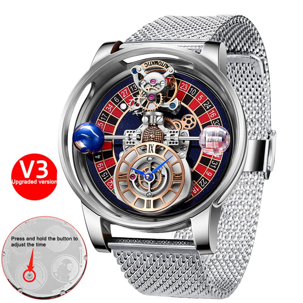 Las Vegas Roulette PINDU DESIGN Mens Watches Top Brand Luxury Astronomia Quartz Watch Montre Homme
