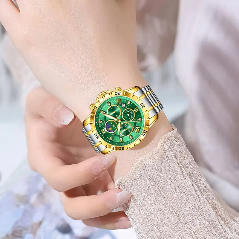 LIGE Woman Watches Rose Gold Top Brand Luxury Green Watch Women Quartz Waterproof Women's Wristwatch Ladies Girls Watches Clock