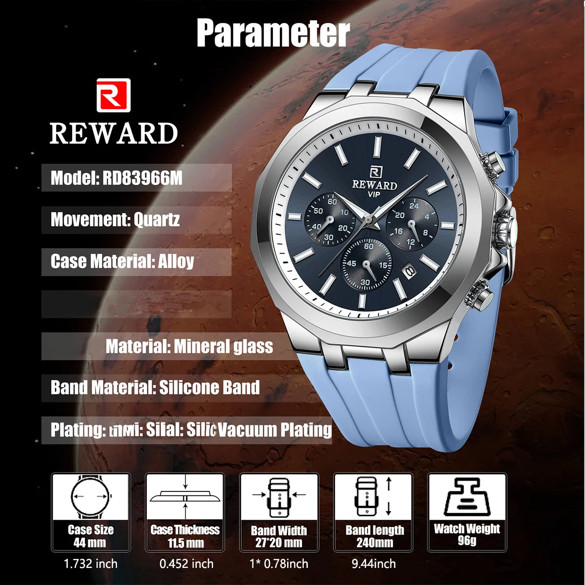 REWARD Mens Watches Top Luxury Brand Waterproof Sport Wrist Watch Chronograph Quartz Military Genuine Relogio Masculino