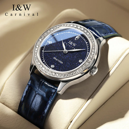 Relogio Feminino IW Fashion Diamonds Watches for Woman Sapphire Leather Luminous Waterproof Switzerland Made Quartz Watches 2025