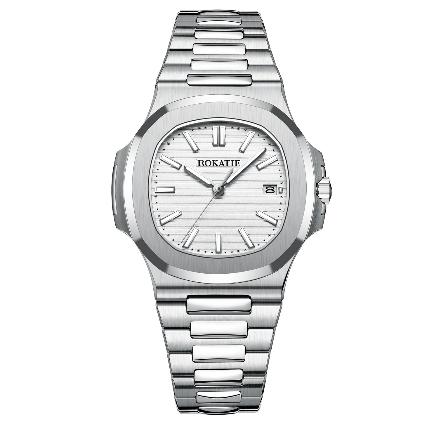 ROKATIE 2024 Luxury 9015 Japanese Movement Stainless Steel Watch 38mm Case Luminous Feature Day 50m Waterproof Watches for men