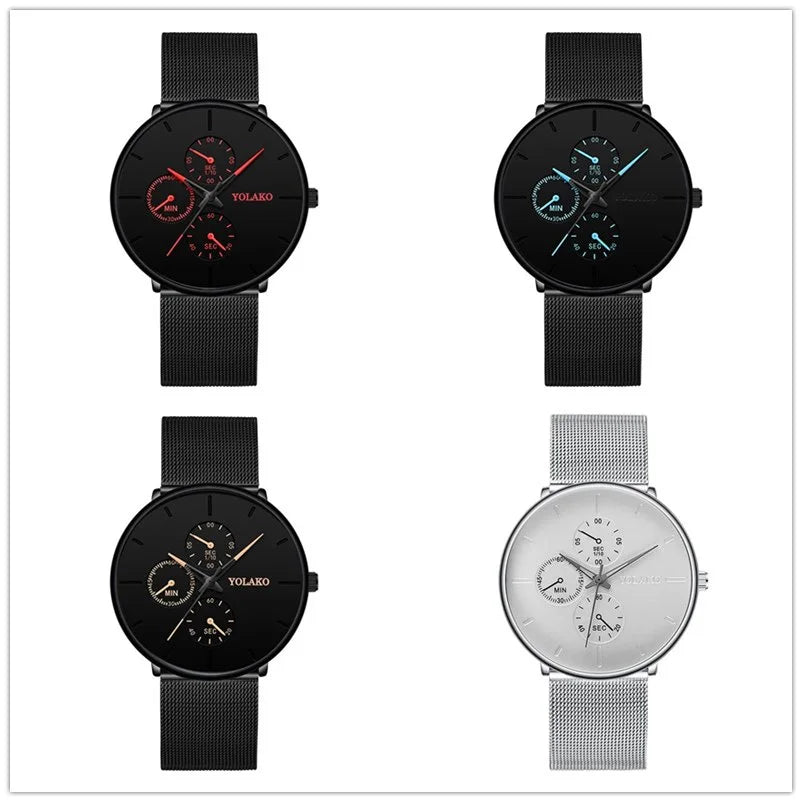 2025 Mens Luxury Watches for Men Business Casual Ultra Thin Clock Male Stainless Steel Mesh Belt Quartz Watch relogio masculino