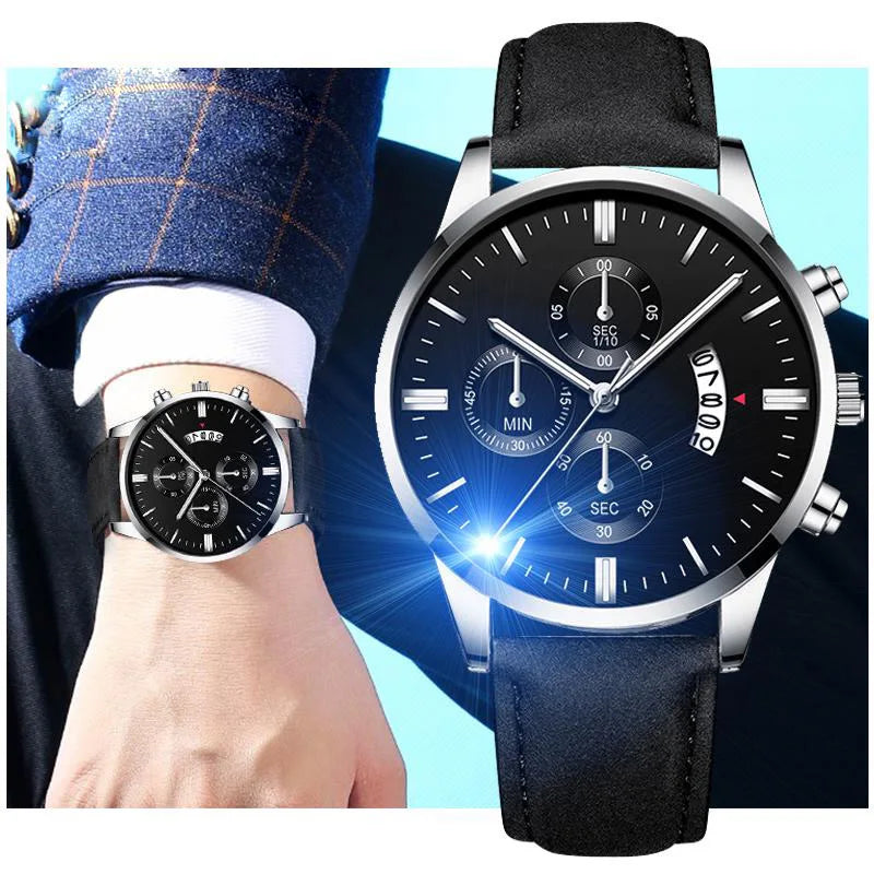 2023 Fashion Men's Watch Brand Luxury Male Quartz Watches Minimalist Casual Leather Strap Digital Calendar Wristwatch Men Clock