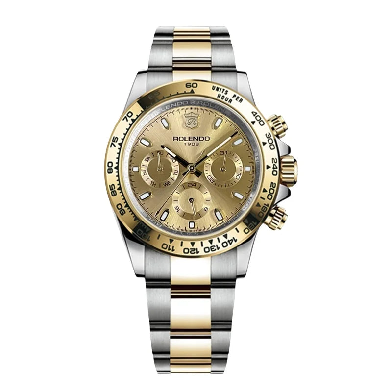 ROLENDO Luxury Men Automatic Diver Watch 40.5mm Mineral Crystal Luminous Date 300M Waterproof High-end Men's Wristwatch Gift