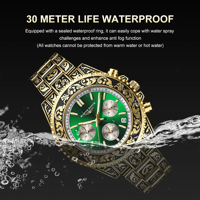 Retro Luxury Watches for Man Automatic Watch Sculpture Wrist Watch Waterproof Stainless Steel Watch Men's Clock Vintage reloj