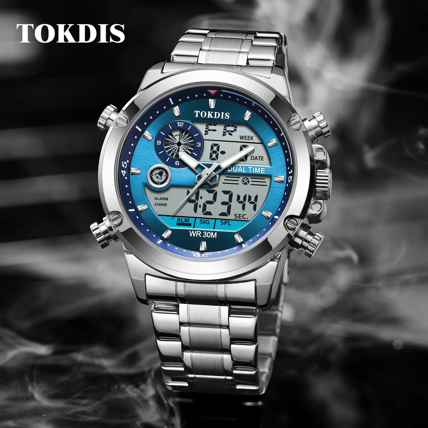 Relogio Masculino Fashion Business Watches For Men Waterproof Luxury Mens Dual Display Quartz Wristwatch Analog Sports Watch Man