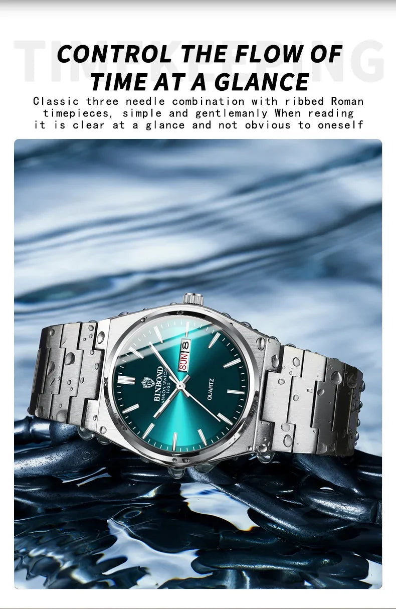 Luxury Square Sport Man Wristwatch Waterproof Luminous Chronograph Quartz Men's Watches Stainless Steel Men Watch Reloj