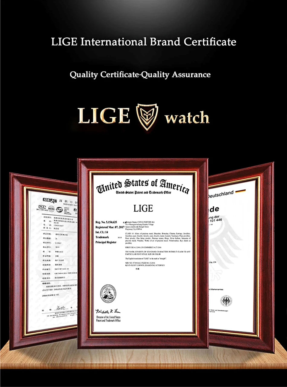 LIGE NEW Men's watches Luxury Fashion Quartz clock Stainless Steel Waterproof Luminous watches for men relogios masculino+BOX
