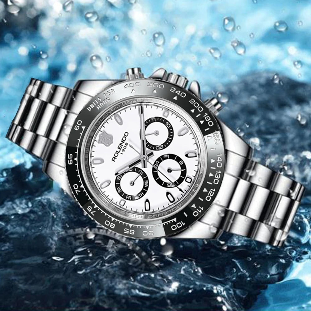 ROLENDO Luxury Men Automatic Diver Watch 40.5mm Mineral Crystal Luminous Date 300M Waterproof High-end Men's Wristwatch Gift