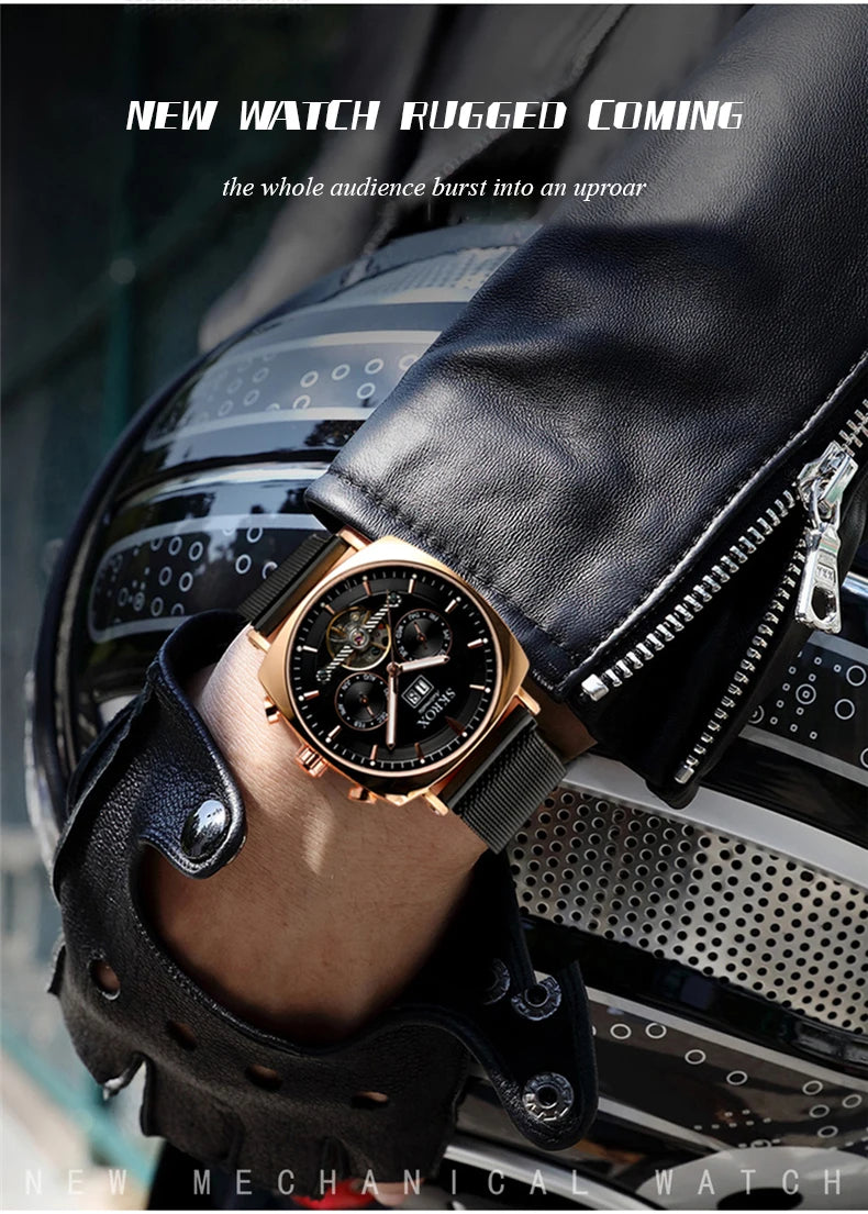 SKROX Square Tourbillon Automatic Movement Man Watch Mechanical Male Wristwatches Original Brand High-End Luxury Clockwork reloj