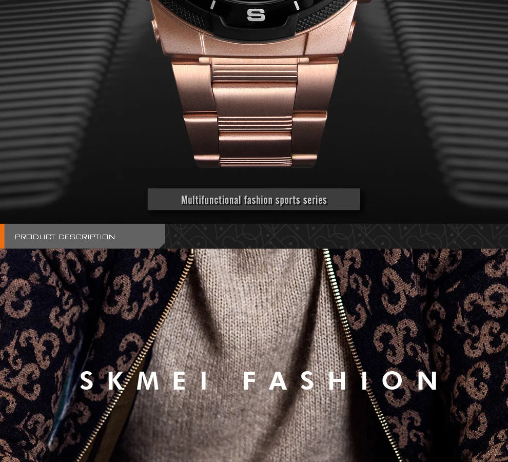 SKMEI 1370 Luxury Full Steel Business Waterproof Watch Relogio Masculino Watch Men Fashion Sport Quartz Clock Mens Watches