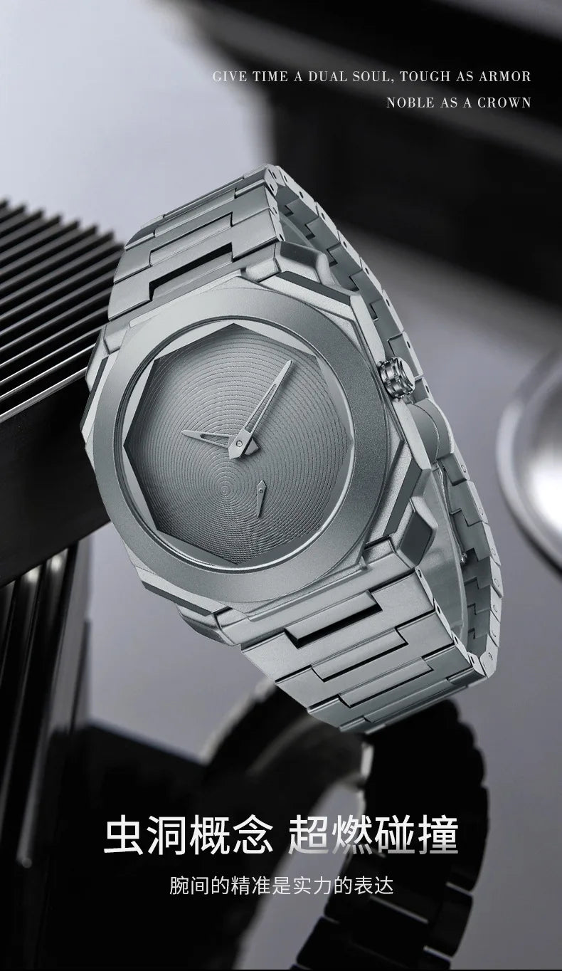 New Watches for Men Luxury Stainless Steel Unique Octagonal Dial Waterproof Quartz Wristwatches Relogio Masculino Drop Shipping