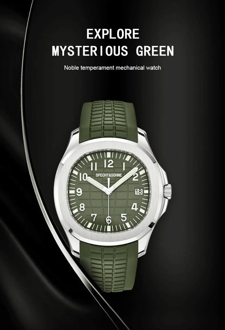 2025 New Men's Watches Automatic Mechanical Watch Luxury Brand Specht&Sohne Sport Watch For Men Rubber Strap Relogio Masculino