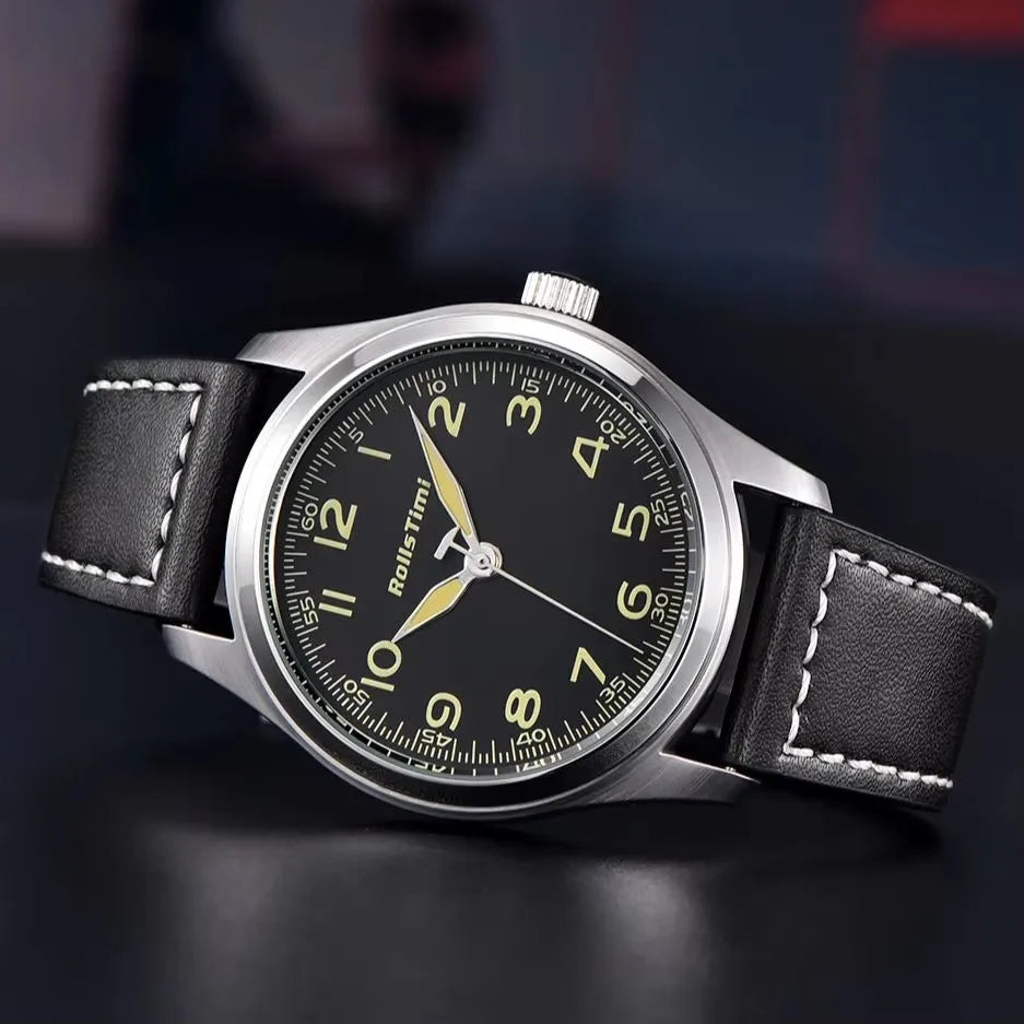 2025 New Rollstimi Men's Brand Watches Quartz Sapphire Mirror Men Simple Luminous Waterproof Wristwatch Business Leather Clock