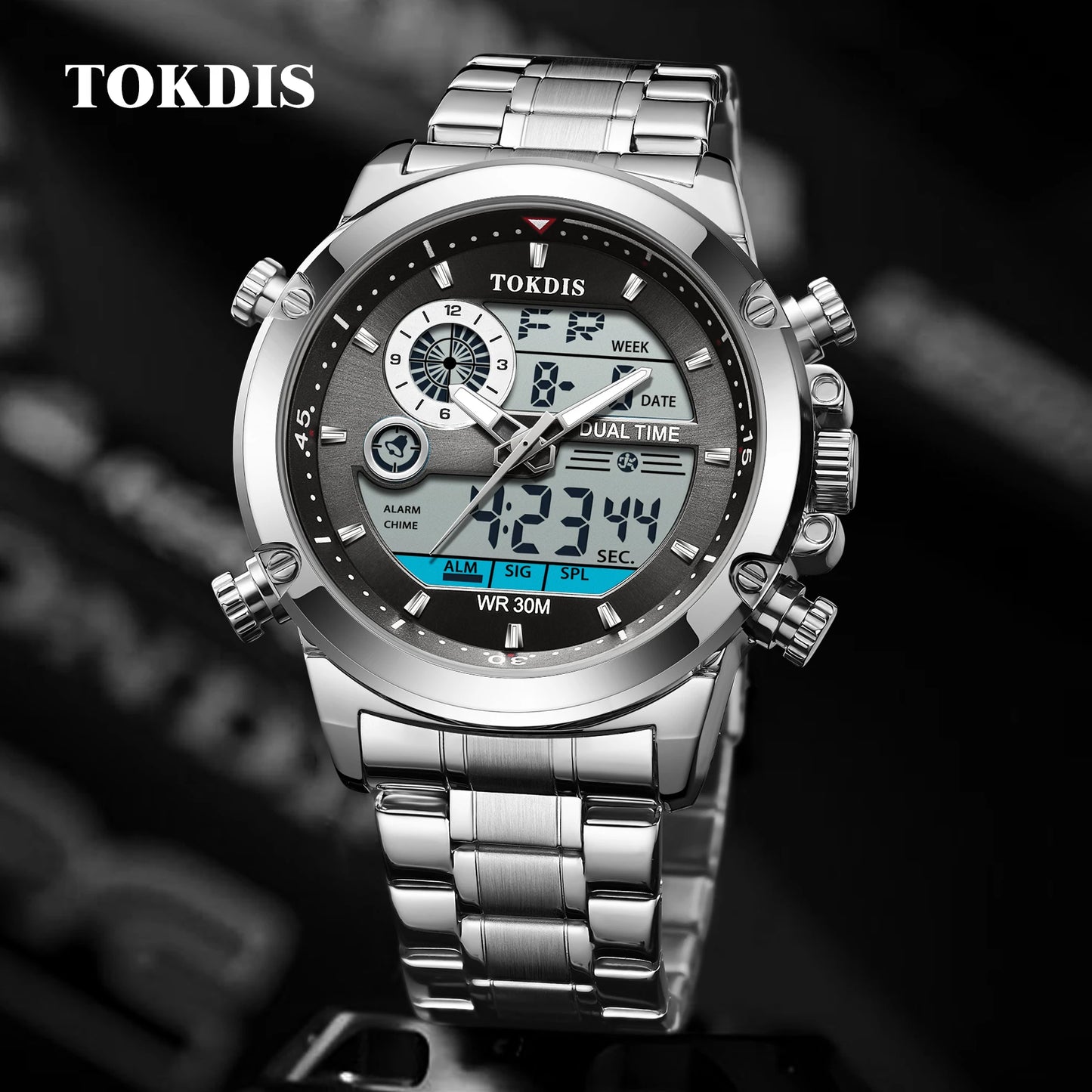 Relogio Masculino Fashion Business Watches For Men Waterproof Luxury Mens Dual Display Quartz Wristwatch Analog Sports Watch Man