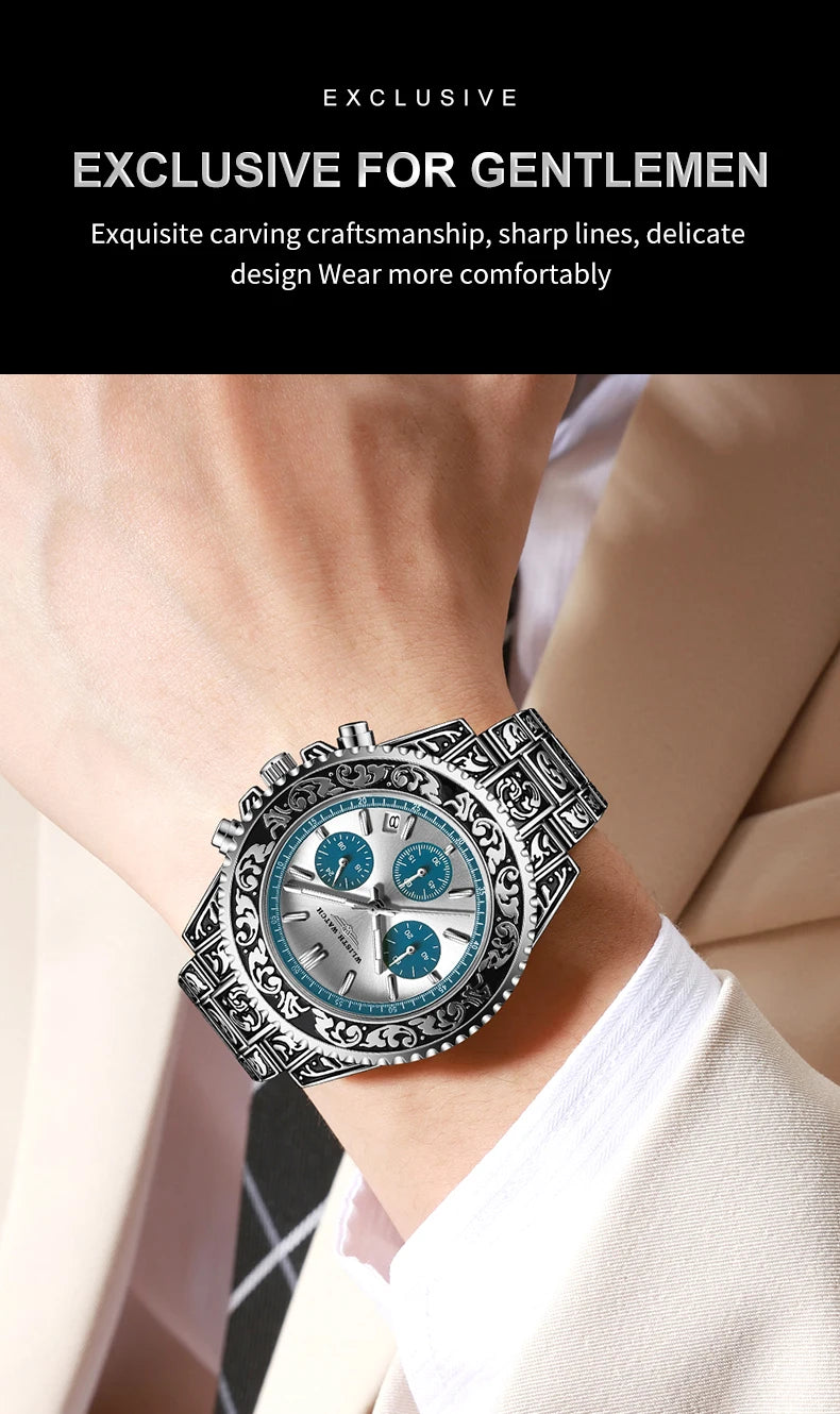 Retro Luxury Watches for Man Automatic Watch Sculpture Wrist Watch Waterproof Stainless Steel Watch Men's Clock Vintage reloj