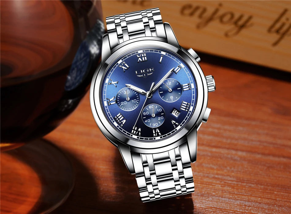 Relojes Hombre 2024 New LIGE Watches Men Luxury Brand Chronograph Male Sport Watches Waterproof Stainless Steel Quartz Men Watch