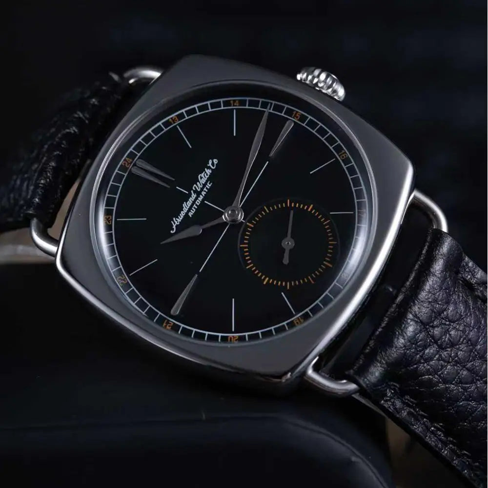 Hruodland 2024 New Retro Men's Automatic Mechanical Watches F028 Stainless steel brown leather Waterproof 10Bar reloj hombre