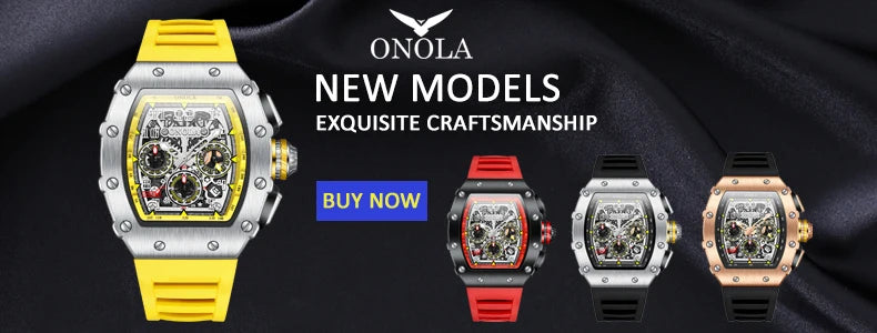 2022 New Men's Watch ONOLA Fashion Luxury Diamond Inlaid Design Quartz Waterproof Tape Watches Men Relogio Masculino Clock